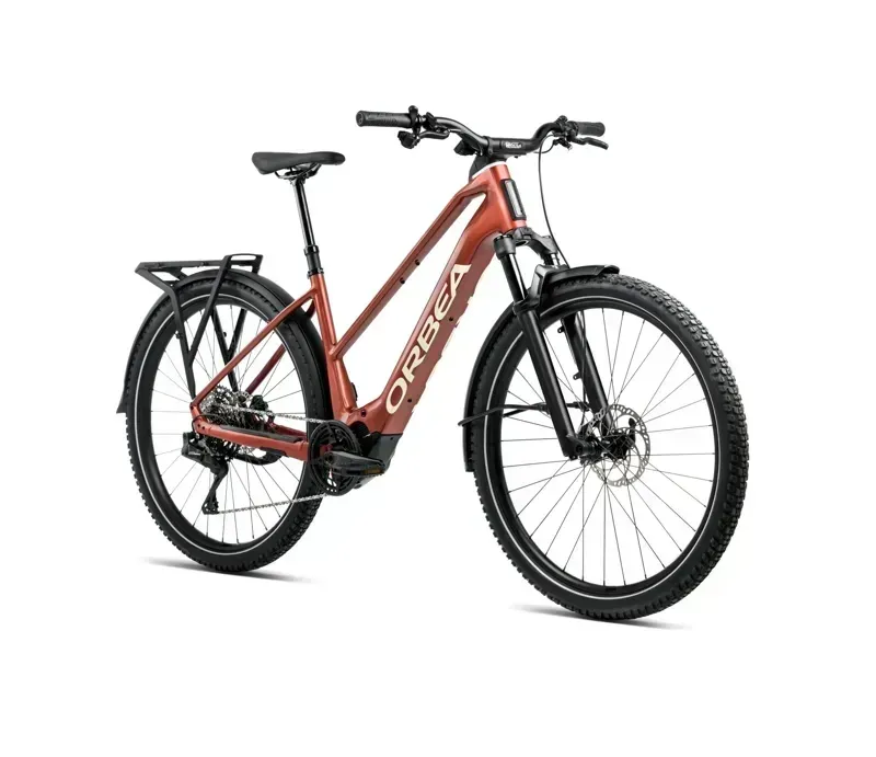Orbea Kemen Adv 10 Mid E-Hybrid Bike in Mars Red/Ivory White Gloss-1