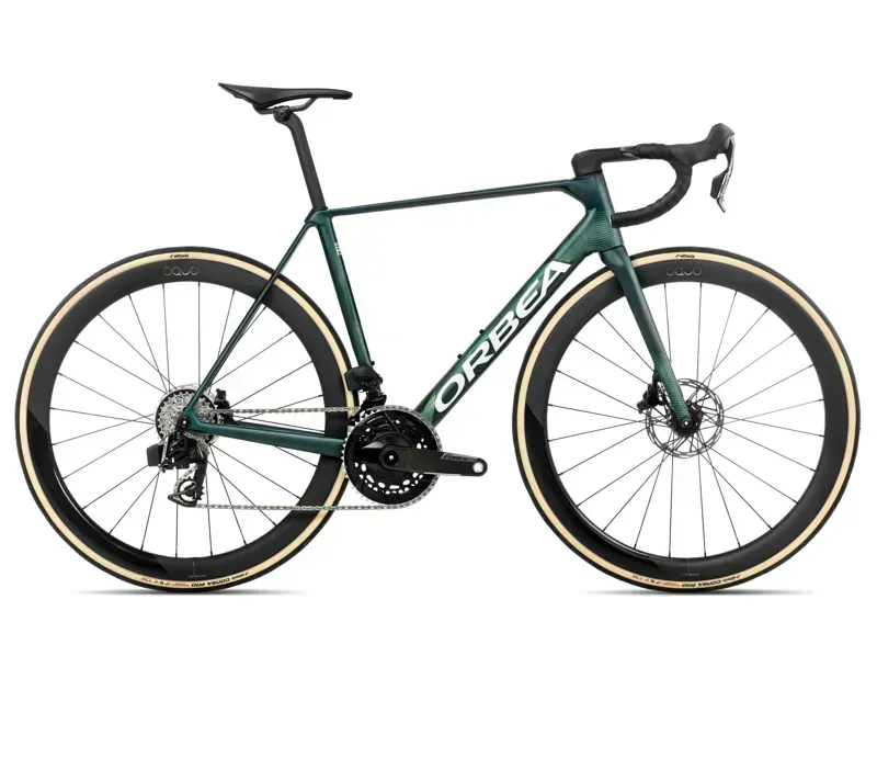 Orbea ORCA M21eLTD PWR Road Bike in Escape Green/Carbon View Matt