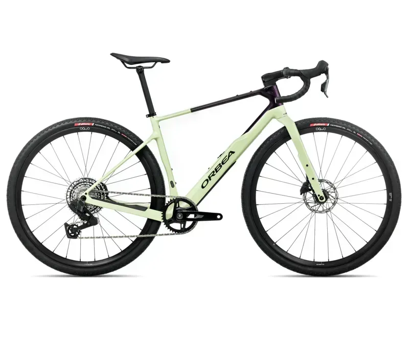 Orbea Terra M31ETEAM 1X Gravel Bike in Acid Gum/Fantasy Purple Carbon View Gloss