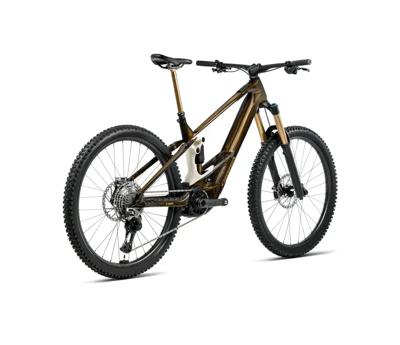 Orbea Wild M-Team Mullet Carbon Mountain Bike in Caramel Carbon View - Cream White Matt-2